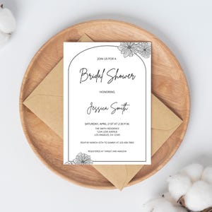 Minimalist Bridal Shower Invite, Black and White Bridal Shower, Modern Bridal Shower, Minimal Bridal Shower, Digital Bridal Shower Invite