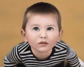 Oil painting from photo custom handmade kid portrait, personalized oil painting child portrait from photos, custom uniqe gift for son.