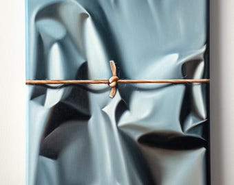 Realistic Oil Painting, Original Hyperrealistic Package Modern Art, Home Decor Contemporary Fine Art.
