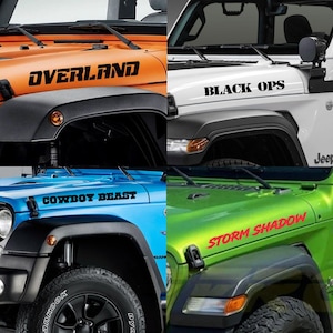 Jeep Custom Lettering Custom Text Hood Decals (set of Two) Choose Font & Text Fits Jeep ...
