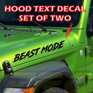 Custom Text Hood Decals (set of two) choose font & text Fits Jeep Wrangler or Gladiator