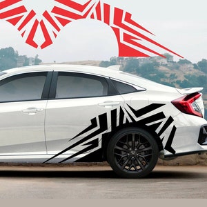 Pattern Shapes Graphics Stripe Decals Stickers Vinyl compatible with Honda Civic 2pcs Stylish Personalized Sticker Tuning Car Decoration