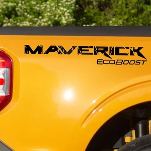 Ford Maverick Ecoboost Vinyl Decal Sticker 2Pcs, Bedside Truck Decal calcomanía , Maverick distressed decal