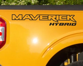 Ford Maverick Hybrid Vinyl Decal Sticker 2Pcs, Bedside Truck Decal calcomanía , Maverick OUTLINE STYLE decal
