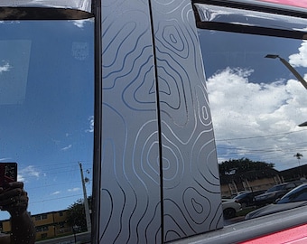 Topographic B Pillar Vinyl Decal: Silverado 1500 Crew/Double Cab (2019-2025) - Made in USA