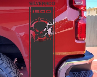 Chevy Silverado Punisher Bedside Decal Set of 2, Truck Bed Stripes, Fits 2019-2026 Silverado 1500