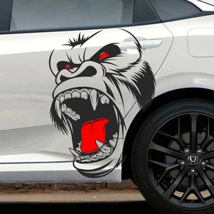 Gorilla King Kong SUV Sedan Large Side Vintage Grunge Hood Door Car Bed Pickup Vehicle Truck Vinyl Graphic Decal Tailgate INCLUDES Both Side