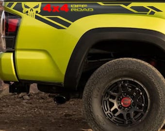 Toyota Tacoma Bedside Decal Sticker TRD 4x4 Off Road Graphics | Tacoma Side Bed Vinyl Decal Kit | Truck Bed Graphic Overlay | Punisher Style