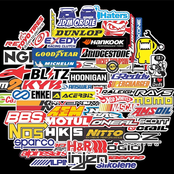 JDM Racing Car Stickers Pack Sponsors  Logos Team Racing Sports Drift Motorcycle Nascar motorbike car Stickers skateboard bumper decal