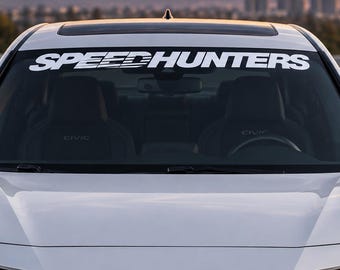 Speedhunters Windshield Banner Decal, JDM Car Windshield Sticker, Racing Vinyl Decal, Front Window Banner, Standard or Outlined