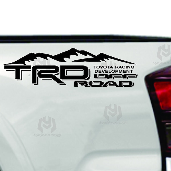 TRD Off Road BEDSIDE  Decal Toyota Tacoma Tundra Truck set of 2 MT  Off Road Mountain Emblem Sticker Kit