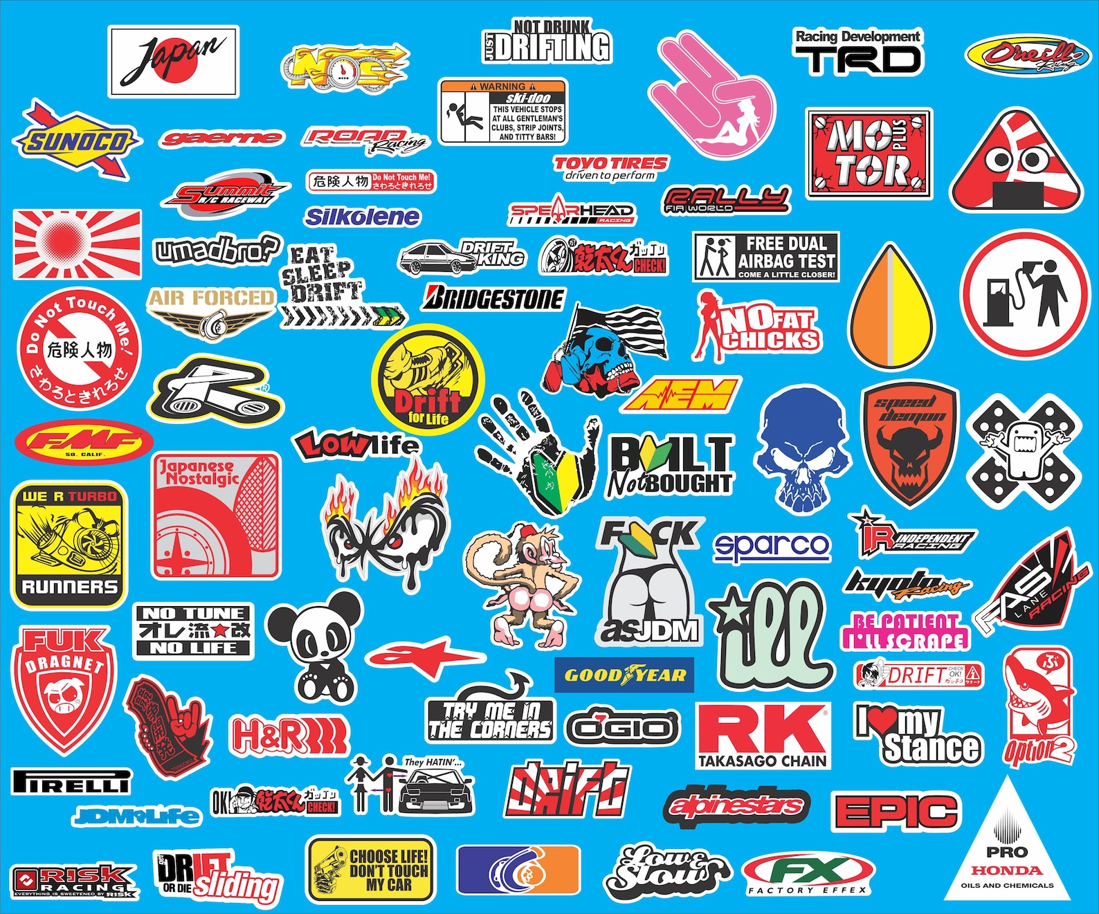 JDM Car Sticker Bomb Pack: 80 Vinyl Decals - Drift & Tuner - Etsy