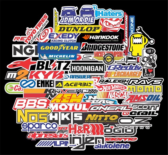 JDM Racing Car Stickers Pack Sponsors Logos Team Racing Sports Drift  Motorcycle Nascar Motorbike Car Stickers Skateboard Bumper Decal 