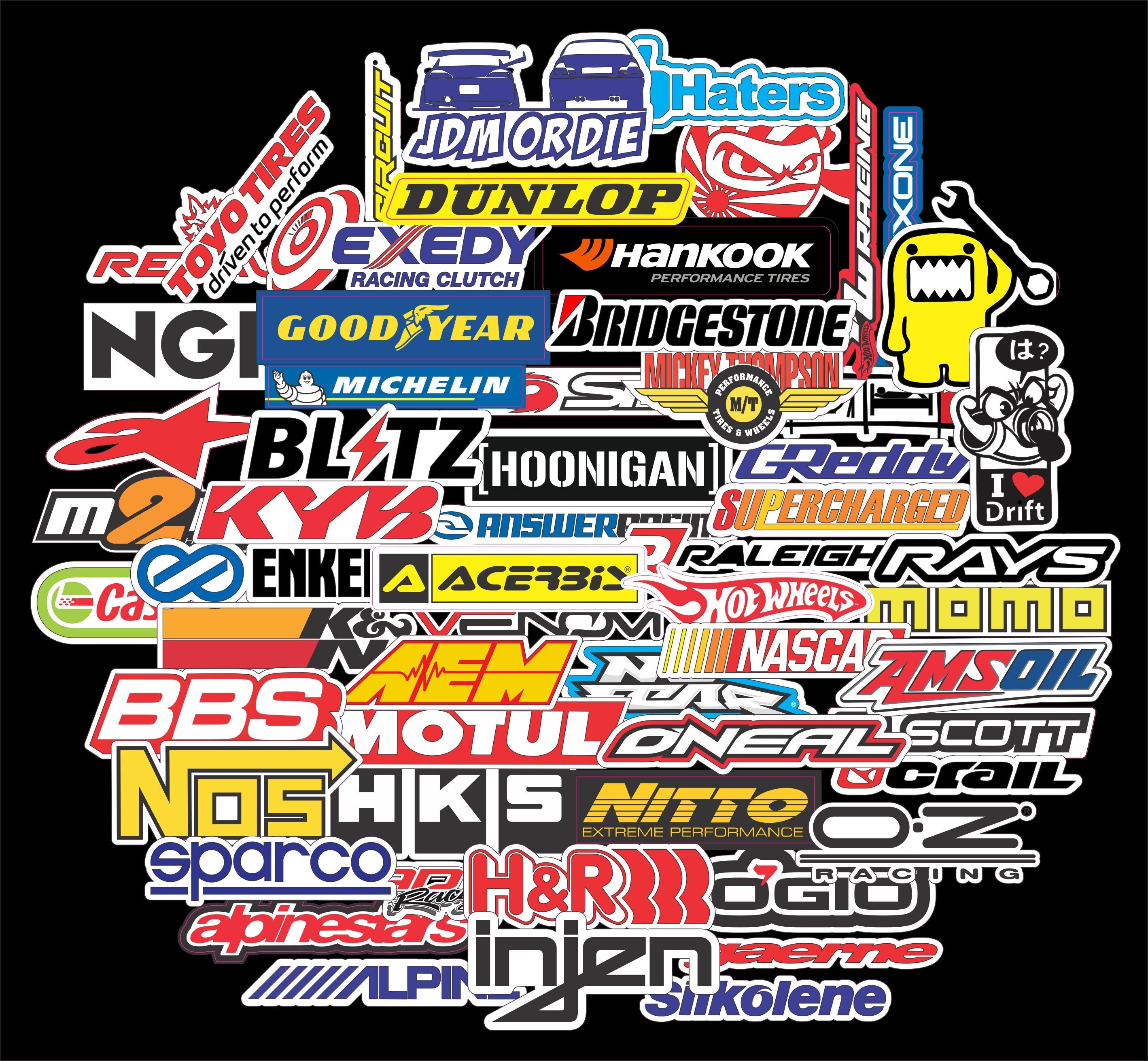 JDM Racing Car Stickers Pack Sponsors Logos Team Racing Sports Drift ...