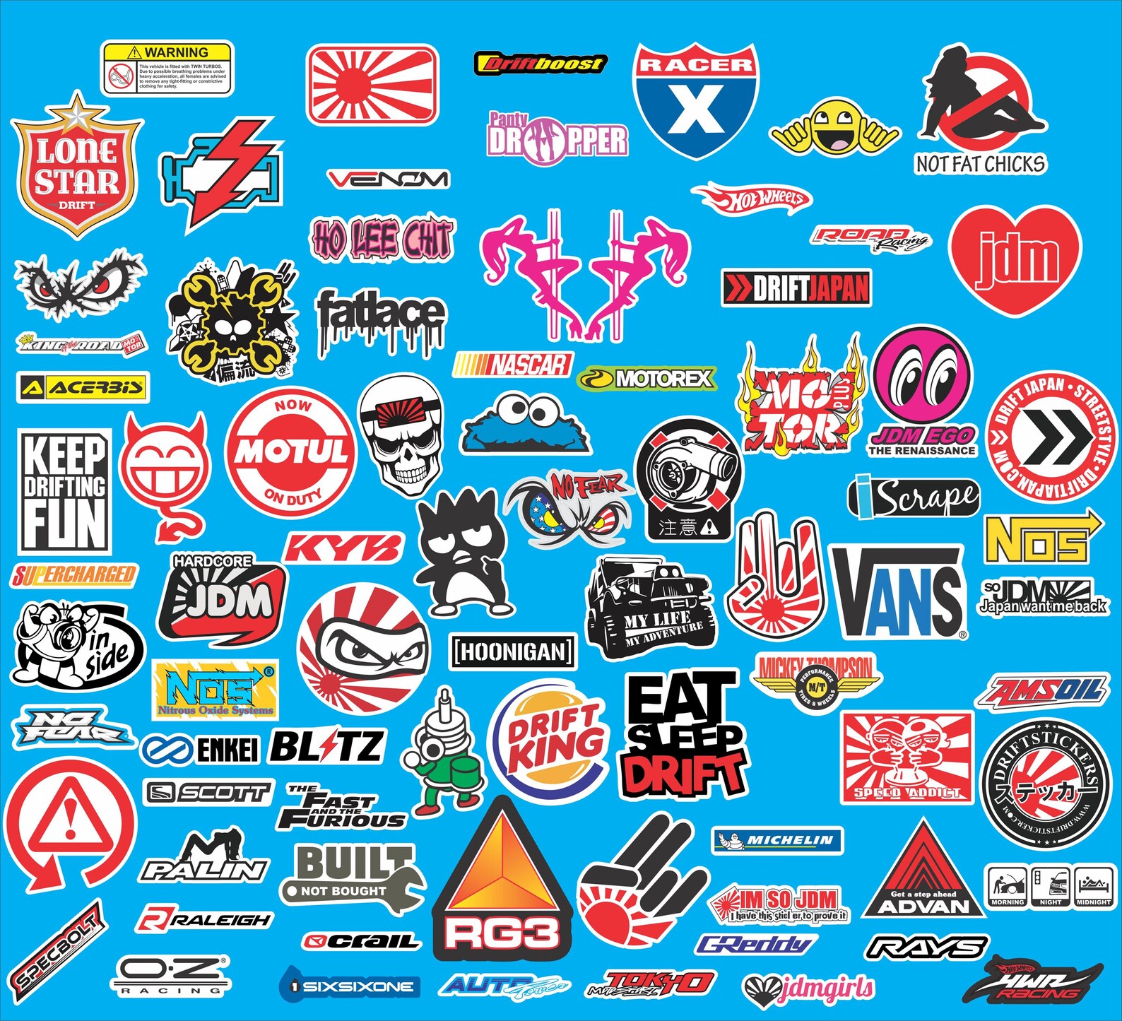 JDM Car Sticker Bomb Pack: 80 Vinyl Decals - Drift & Tuner - Etsy