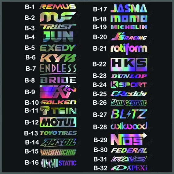 Oil Slick Car Sponsor Decals, JDM Race Drift Stickers (15-Piece)
