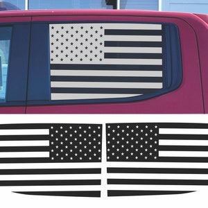 American Flag Side Window Decals for Chevy Silverado 1500 Crew Cab 2019-2024 in Matte Black Vinyl