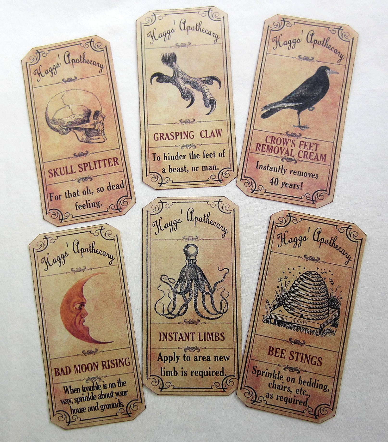 SET of 15 Vintage Look APOTHECARY Potion Ingredient LABELS Halloween ...