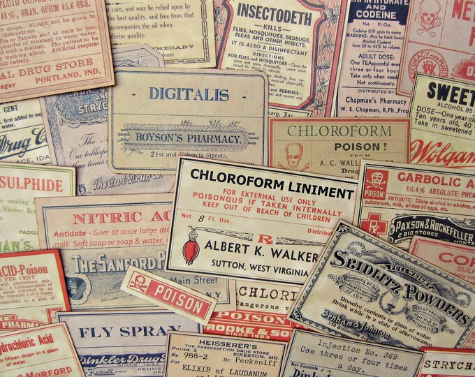 Victorian Toothpaste Label 25 Poison Vintage Look VICTORIAN APOTHECARY LABELS Halloween Decor ...