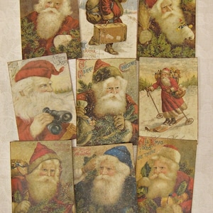Set of 18 Vintage Look Christmas LABELS Victorian SANTA Tea stained and Primitive/Grungy ATC-Size