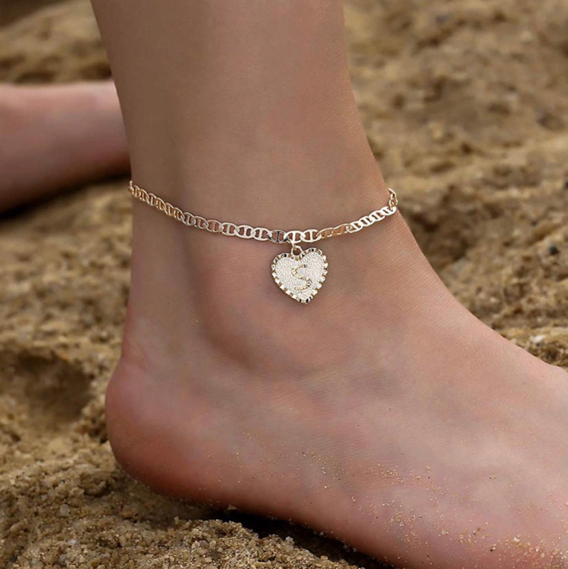 Heart Shaped Anklet Etsy