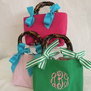 Girl&#39;s monogram bamboo handle purse