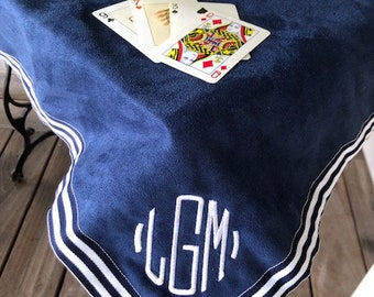 48"Navy Monogrammed Bridge and Canasta, table cover