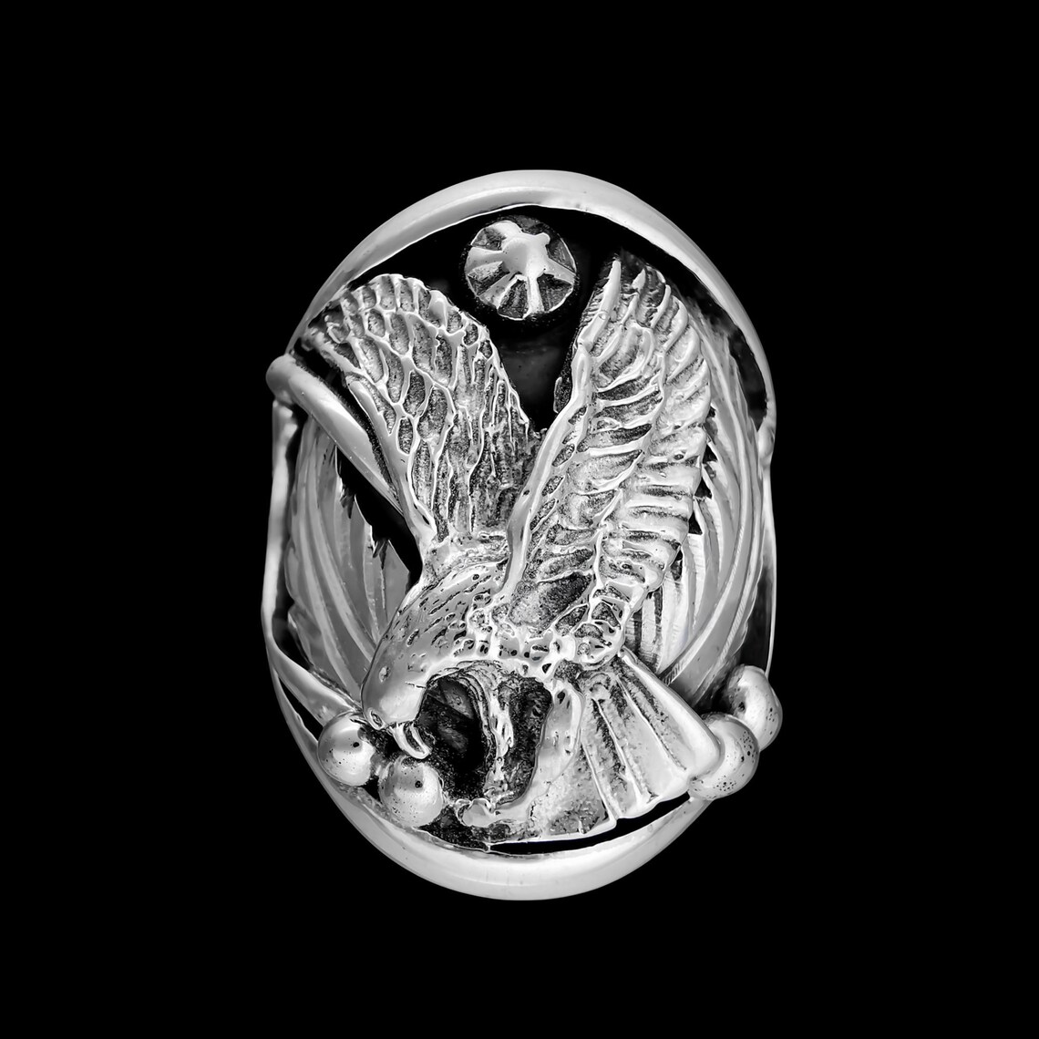 Eagle Ring 925 Sterling Silver Ring Statement Ring Size 12 Etsy
