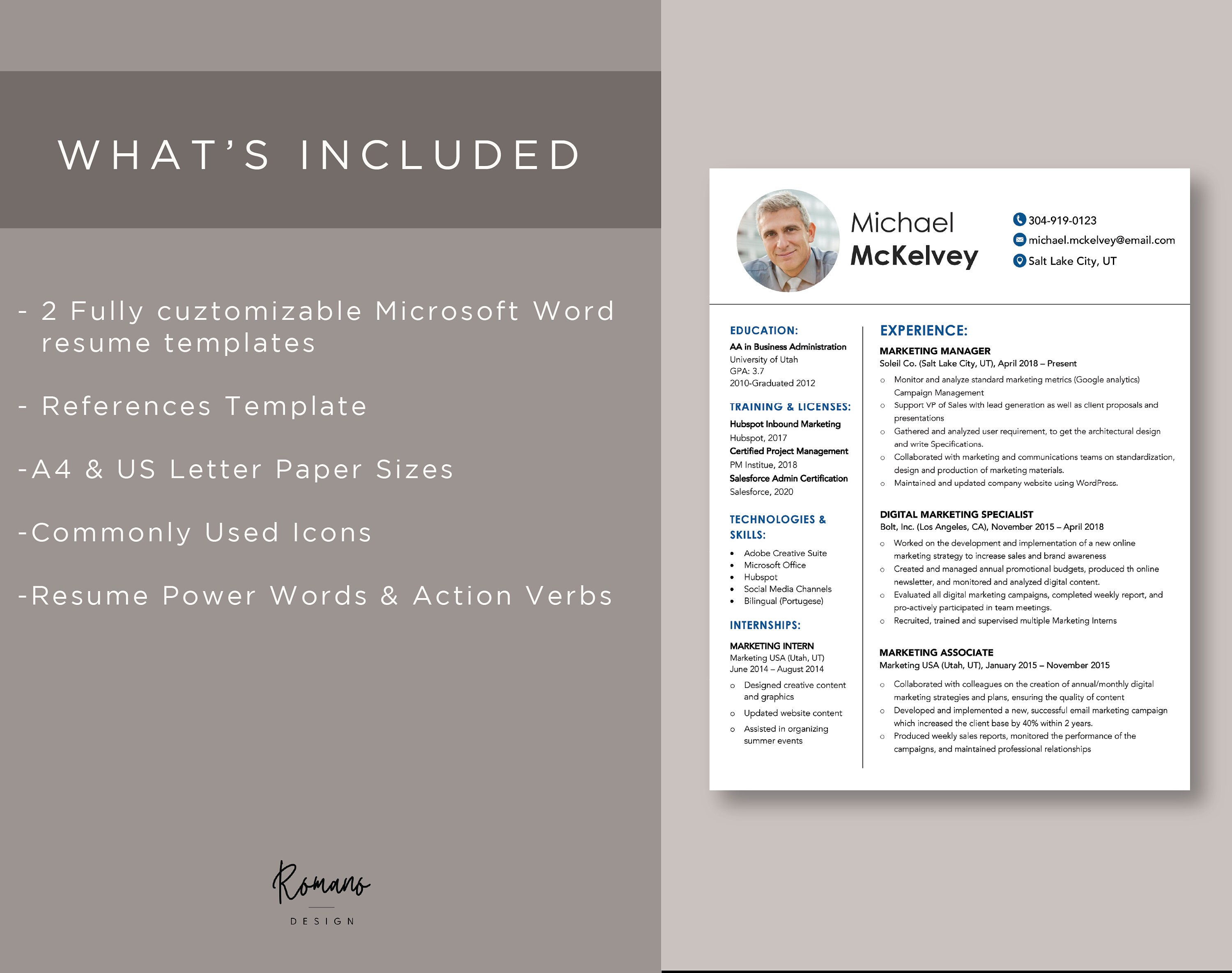 Professional Resume Template With Photo, Modern Resume Template Pages