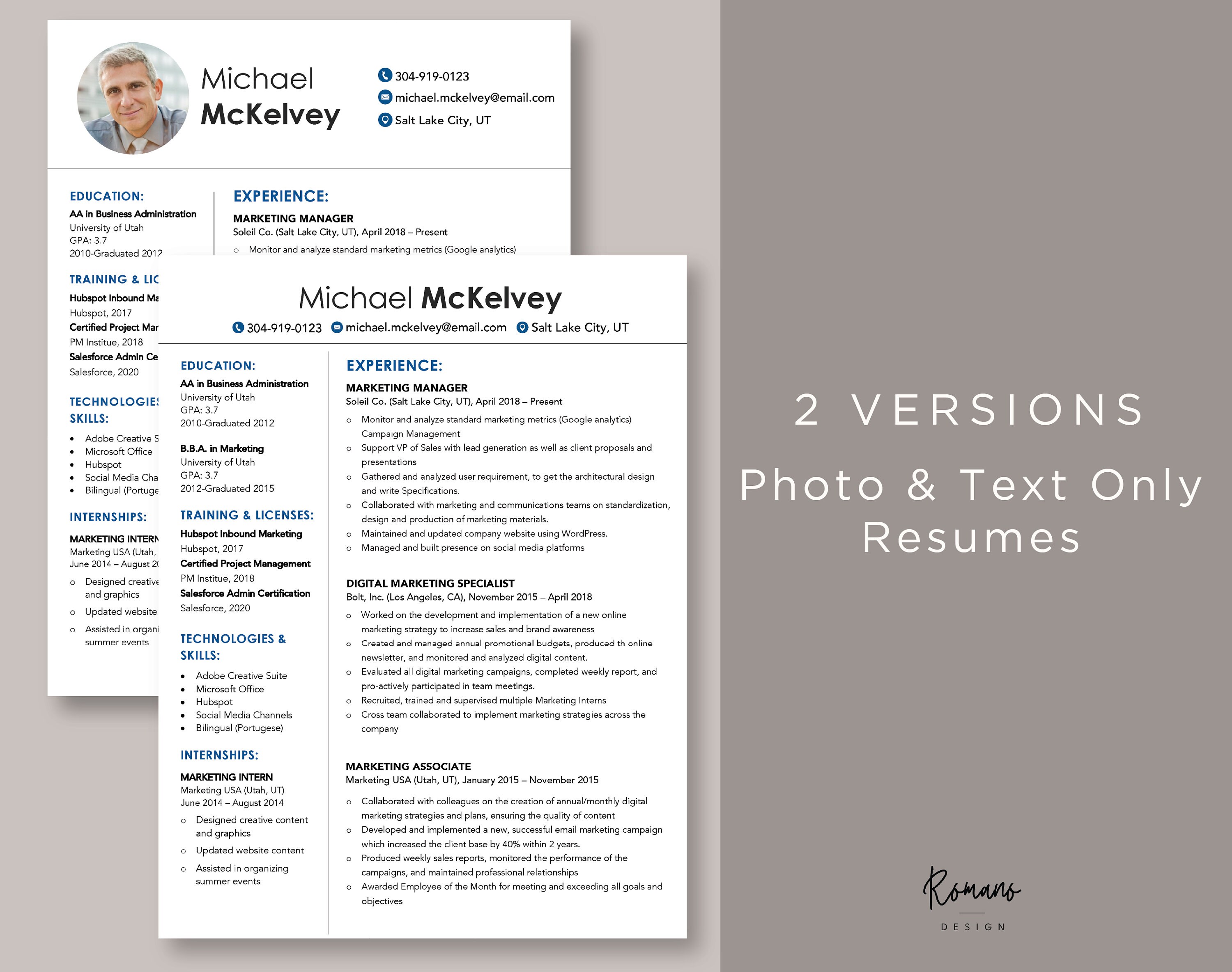 Professional Resume Template With Photo, Modern Resume Template Pages