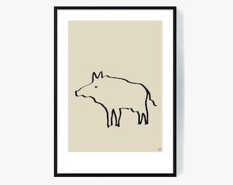 Eber Kinderzimmer Kunstdruck, Beige Minimalistisches Dekor (Digitaldrucke)