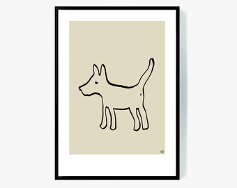 Minimalistischer Welpe Druck, Beige Kinderzimmer Wandkunst (Digitaldrucke)
