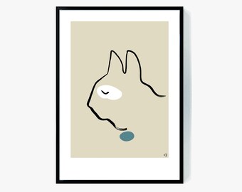 Katzenportrait, Katzenportrait, Beige Minimalistischer Druck (Digitaler Download)