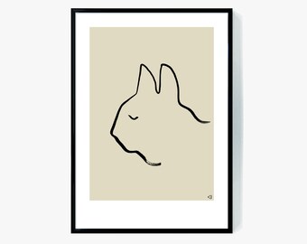Minimalistischer Katzenportrait, Beiges Portraitbild (Digitaler Download)