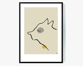 Minimalistischer Hunde Print, Neutrales Kinderzimmer Dekor (Digitaldrucke)