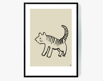 Tiger Kinderzimmer Print, Beige Minimalistisches Dekor (Digitaler Download)