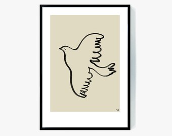 Taube Linie Kunstdruck, minimalistische Kinderzimmer Dekor (digitaler Download)