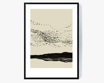 Beiges Abstraktes Wandbild, 3D Druck, Modernes Minimalistisches Dekor (Digitaler Download)
