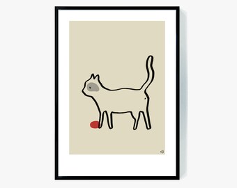 Minimalistisches Kätzchen, Kinderzimmer Dekor (Digitaldrucke)