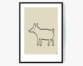 Minimalistischer Hund Druck, Beige Kinderzimmer Wandkunst (Digitaler Download)
