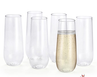 Tritan Shatterproof Champagne Flutes (6 Pack), Reusable Plastic Champagne Flutes ( 9 oz), Unbreakable Plastic Outdoor Champagne Glasses