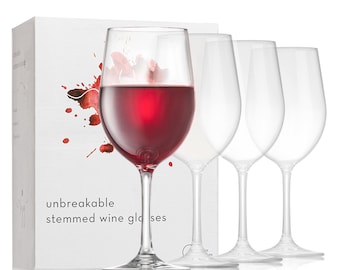 Unbreakable Plastic Wine Glasses with Stem 12 Oz - Extra Durable - Reusable Shatterproof Tritan Outdoor Party Cups - BPA Free