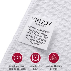 Microfiber kitchen dish towel set of four with funny sayings that are machine washable.