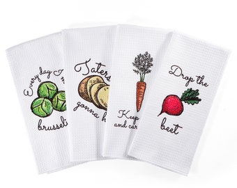 Funny Kitchen Towel Set of 4 - Best Housewarming Gifts for New Home Kitchen, Tea Towels for Kitchen Funny Gifts, Dish Towels With Sayings