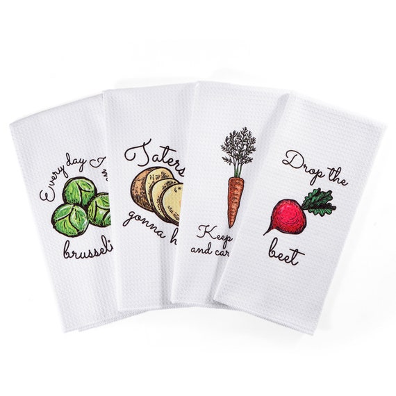  Microfiber Dish Towels Funny Veggie Puns Funny Kitchen