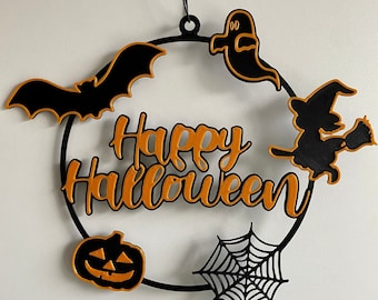 Halloween Decoration- Halloween Door Sign- Halloween Decoration, Door Sign - Window Wreath - 3D Print- Halloween Door Hanger