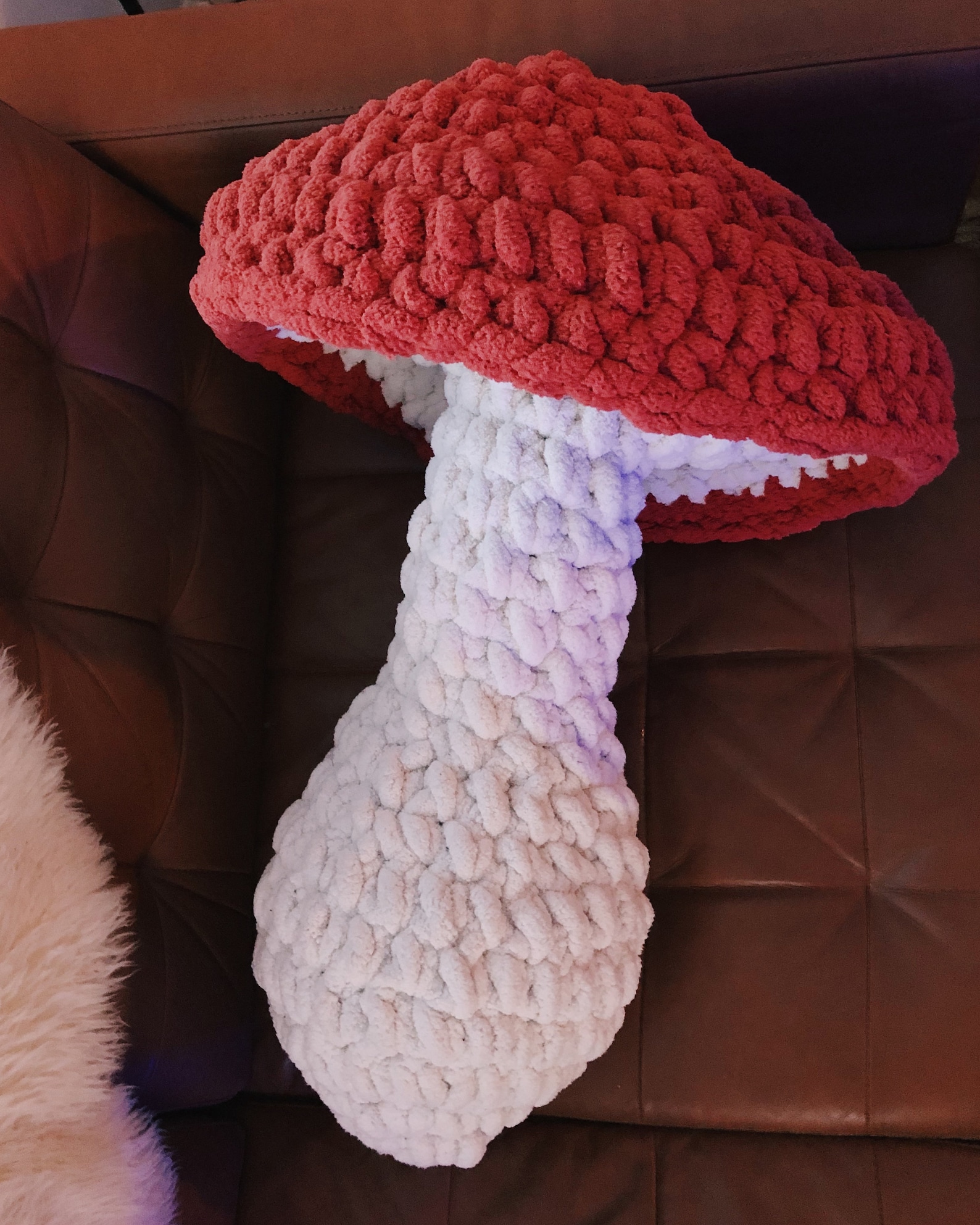 Giant Crochet Mushroom Plush Pillow Cottagecore Woodland Etsy