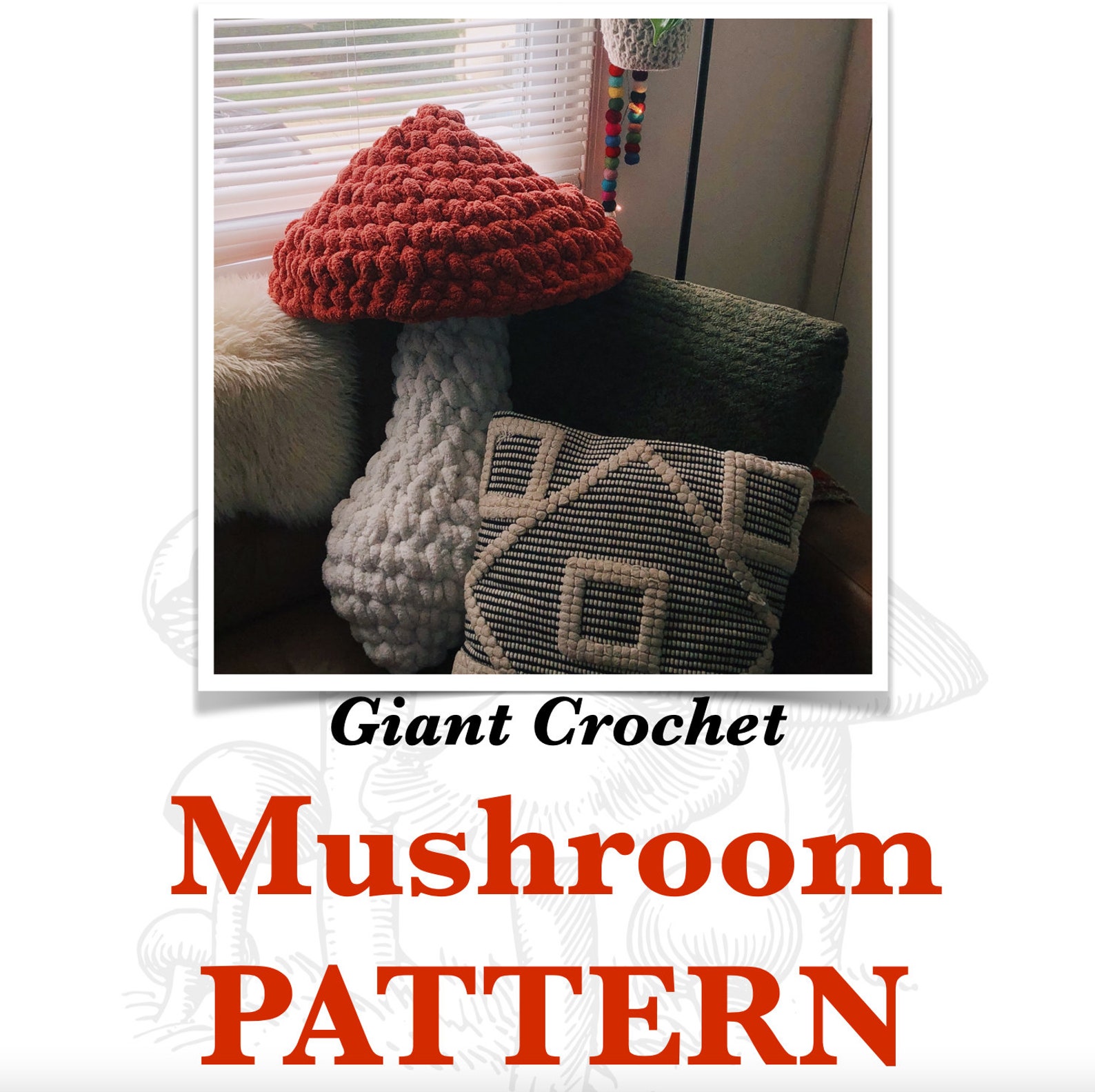 The Original Giant Crochet Mushroom Pillow DIGITAL PATTERN PDF Etsy