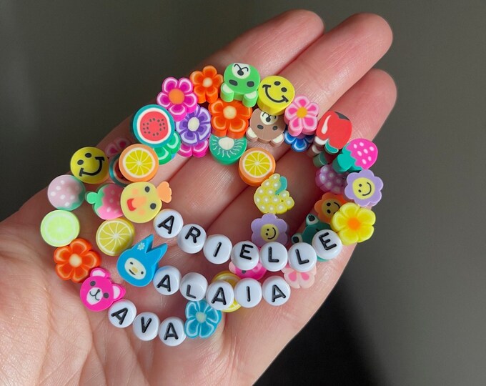 Personalized Beaded Name Bracelet, Toddler Bracelet, Kids Jewelry, Kids Party Favors, Kids