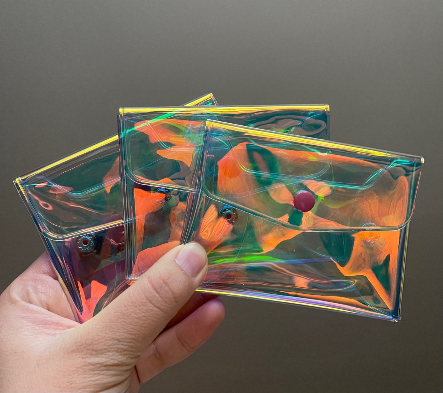 Holographic Card Holder Mini Holo Wallet Coin Purse Etsy